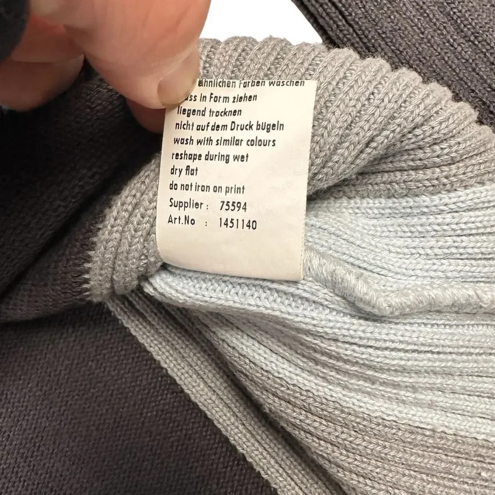 TOM TAILOR Mens Crew Neck Jumper Sweater Medium Ribbed Grey Y2K VTG Colorblock